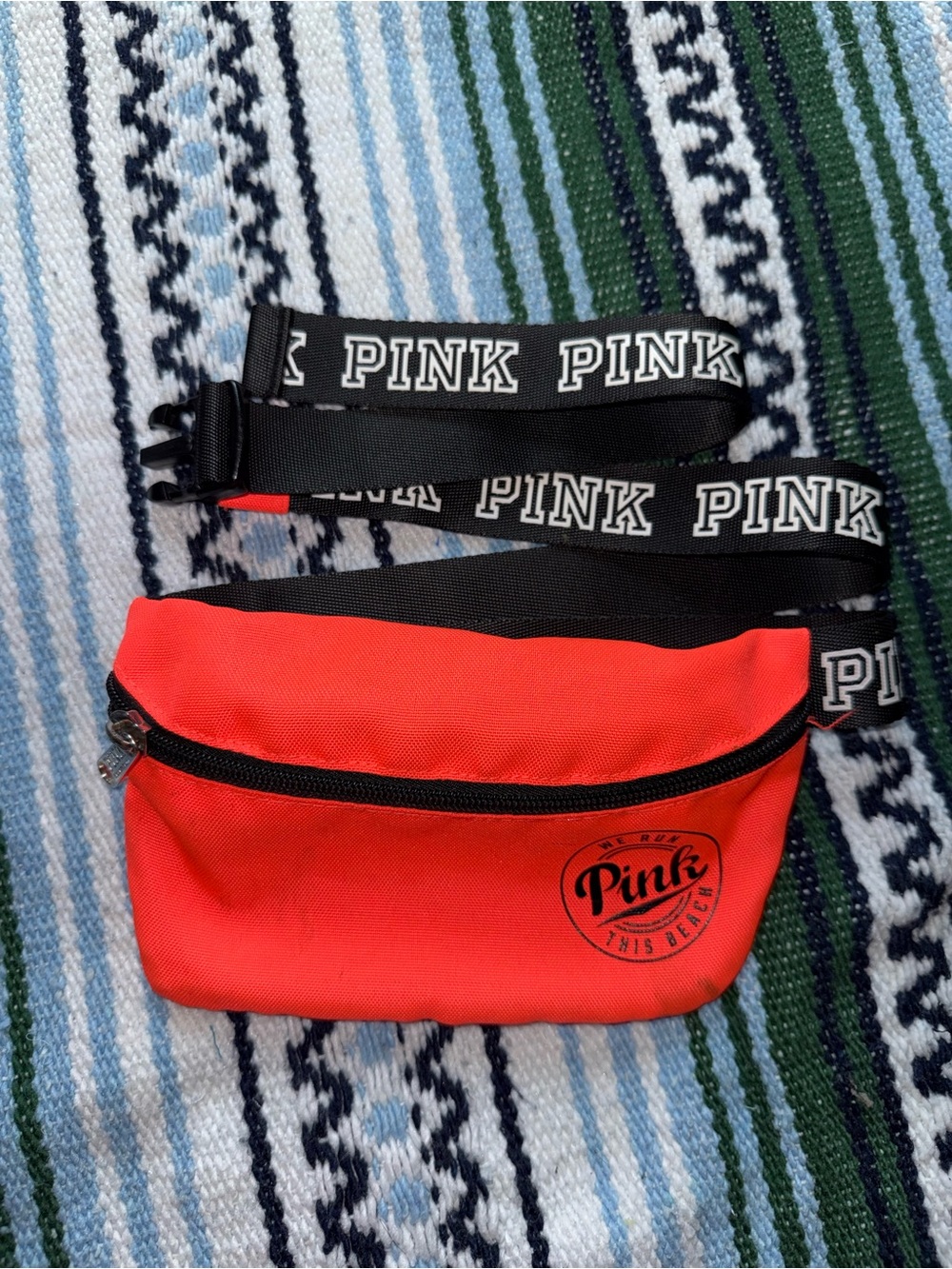 ANY OFFERS PINK Victoria's Secret Bright Red Belt Bag with Branded Black Strap